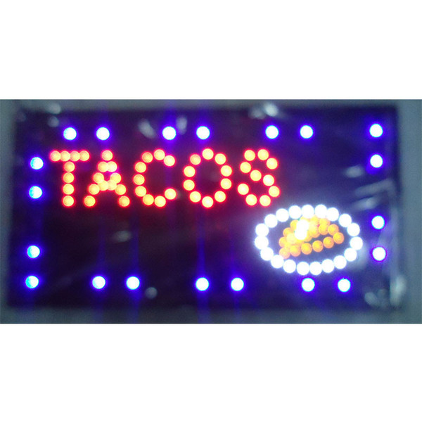 2016 direct selling led sign 10*19 inch semi-outdoor Ultra Bright running TACOS store message signage led billboards Wholesale