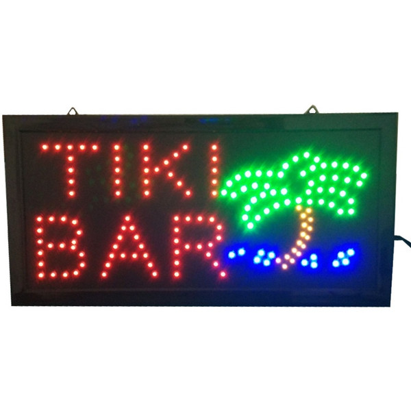 hot sale 10*19 inch LED Signs bright neon led sign TIKI BAR with palm tree and ocean animation