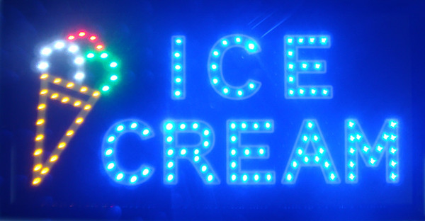 5pcs/lot Led ice cream shop open sign 2016 Hot Sale manufacture 10X19 Inch semi-outdoor Ultra Bright running Led sign free shipping