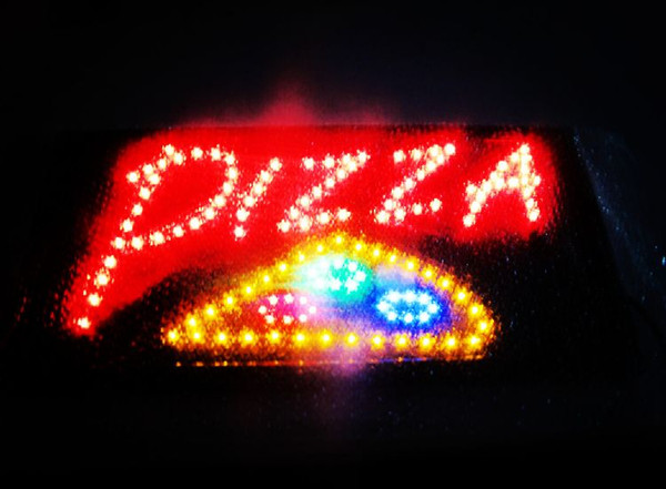 Flashing LED PIZZA Signs indoor ova/Rectangularl shape 25x48cm