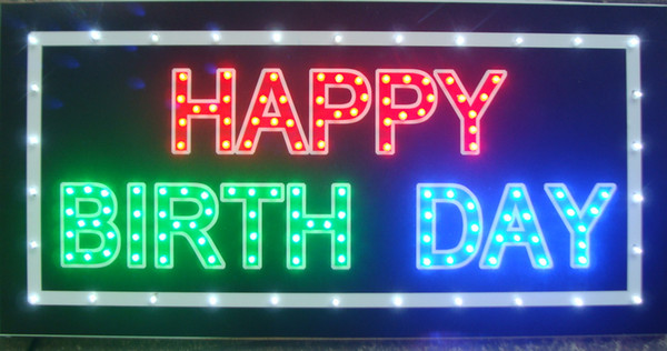 5pcs/ lot Led happy birth day sign direct selling custom graphics 10X19 inch indoor Neon lighted Sign