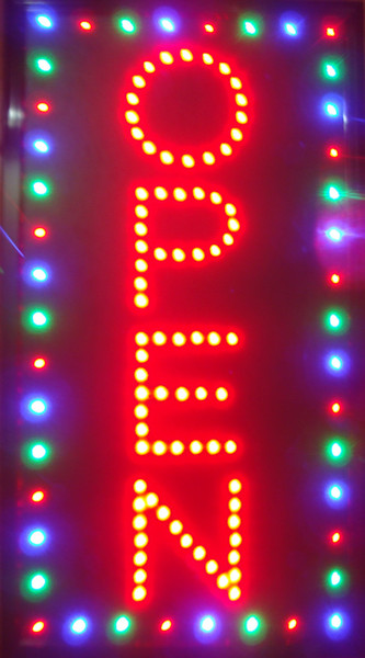 Wholesale Vertical Led Open Neon Sign 48X25CM Brighter with On/off Animation + On/off Switch +Chain