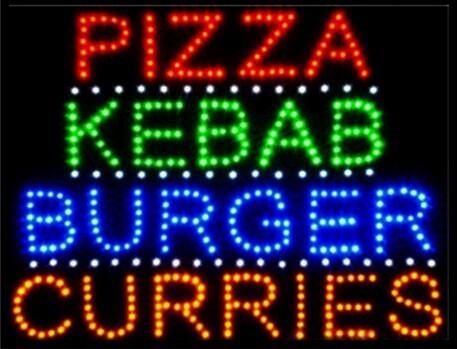 Special Offer Hot Sale custom Graphics 15mm indoor Ultra Bright 19X19 Inch pizza/kebab/burger/curries store sign of led- Wholesale