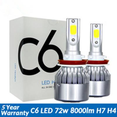 C6 led Car Headlight H7 LED H4 Bulb HB2 H1 H3 H11 HB3 9005 HB4 9006 9004 9007 9012 72W 8000lm Auto Lamps Fog Lights 12V