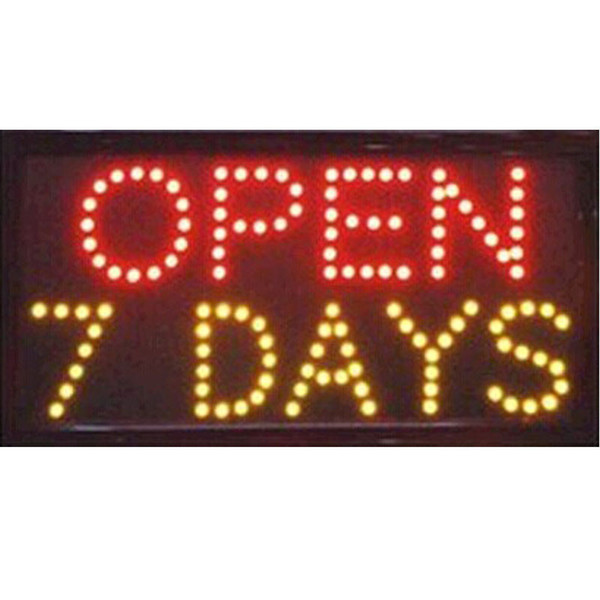 2016 direct selling 10x19 Inch Semi-outdoor Led Neon Sign for store open seven days Letrero Luminoso Open wholesale