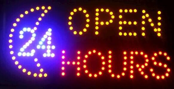 2016 hot sale low power 10*19 inch semi-outdoor led moving signs for store 24 hours open business