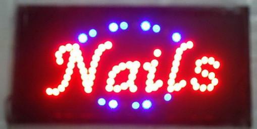 2016 direct selling custom led sign 10x19 Inch Semi-outdoor Ultra Bright running nail store signboard wholesale