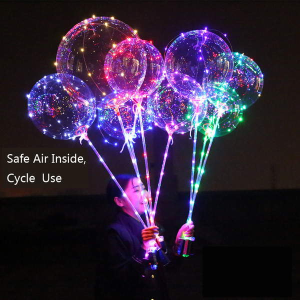 Cheap And Safe Air LED Balloon 3 Meters Luminous Led Transparent Balloon Flashing 4 Colors Luminous Balloons with 70cm Pole