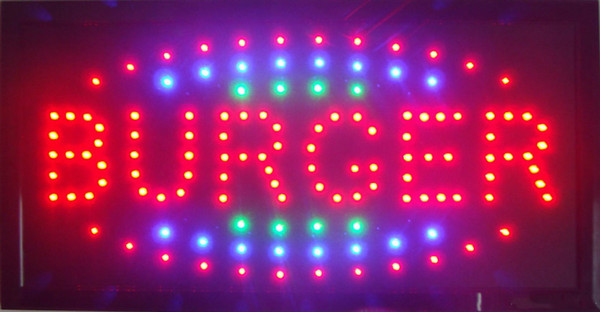 2016 hot sale 10*19 inch LED Burgers sign /led open sign /led neon sign/ shop signage