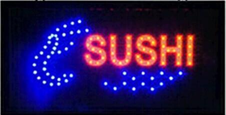 2016 hot sale 10X19 inch indoor Ultra Bright flashing led Sushi display sign led open sign wholesale