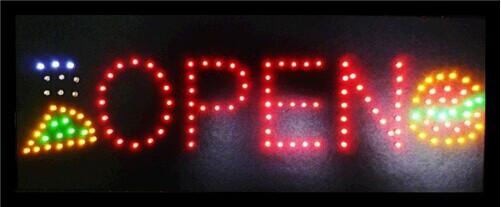 2016 hot sale low power 10*19 inch semi-outdoor Ultra Bright flashing pizza store open sign of led- led billboards Wholesale