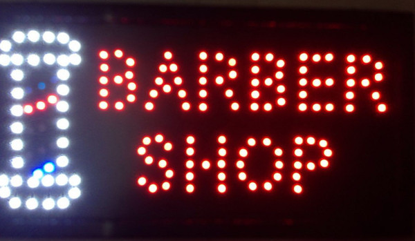 2016 hot sale customized led neon sign 10x19 Inch Semi-outdoor flashing barber shop open signage wholesale