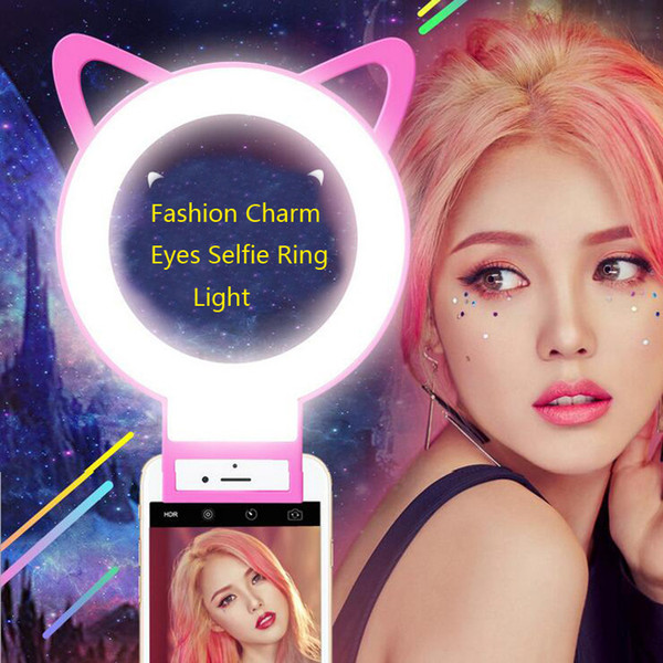 Cat Ear Charm eyes Clip Selfie Ring Light Fashion LED selfie flash light rechargeable lamp selife fill-light for Smartphone