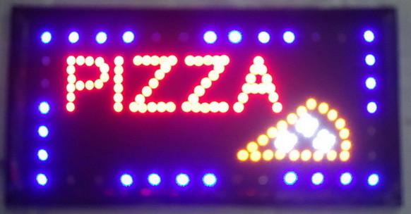 2016 hot sale customed 10x19 inch semi-outdoor pizza store Ultra Bright running led display sign Wholesale