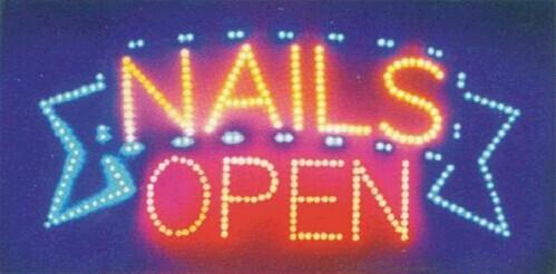 2016 hot sale low power 10*19 inch semi-outdoor Ultra Bright flashing nails store led sign led billboards Wholesale