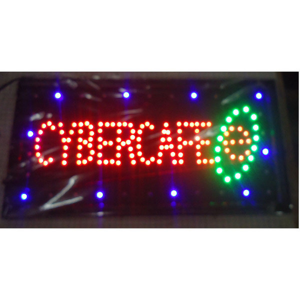 2016 direct selling customed low power 10X19 inch semi-outdoor Ultra Bright running cibercafes led Neon open lighted Sign