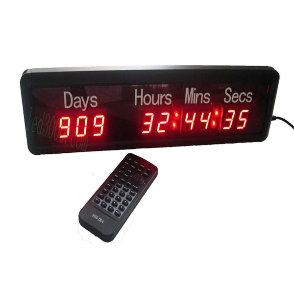 Free shipping big size 999day,hours,minutes and seconds led countdown/up LED Timer Digit clock wall clock IR remote control high bright