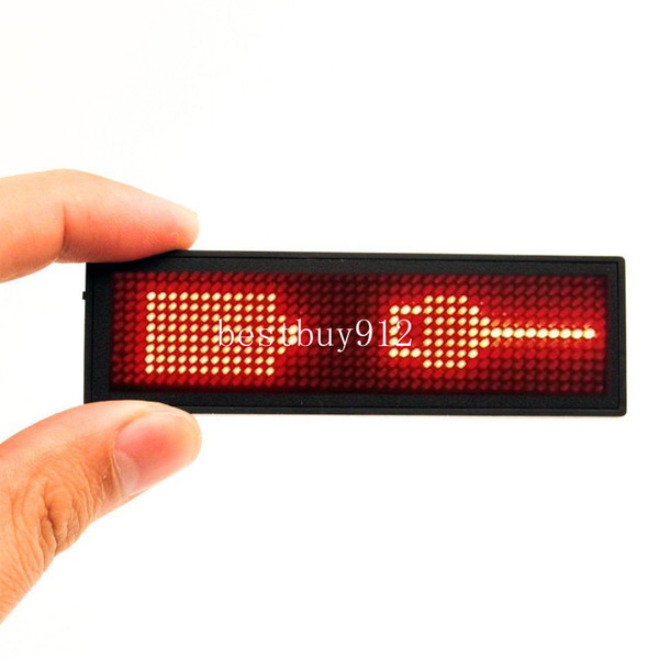 Red LED Name Tag, Reuseable Price Tag Rechargeable Business Card Screen with 44x11 Pixels USB Programming Digital Sign Temperature Display