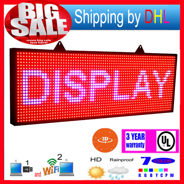 39X14 inch P13 outdoor full color LED sign wireless and usb programmable rolling information 1000x360MM led display screen