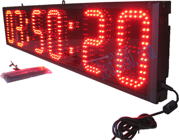 Hot sale hours,minutes and seconds countdown/up LED clock wall clock sport race timer real time 12H/24H red color free shipping(HST6-8R)