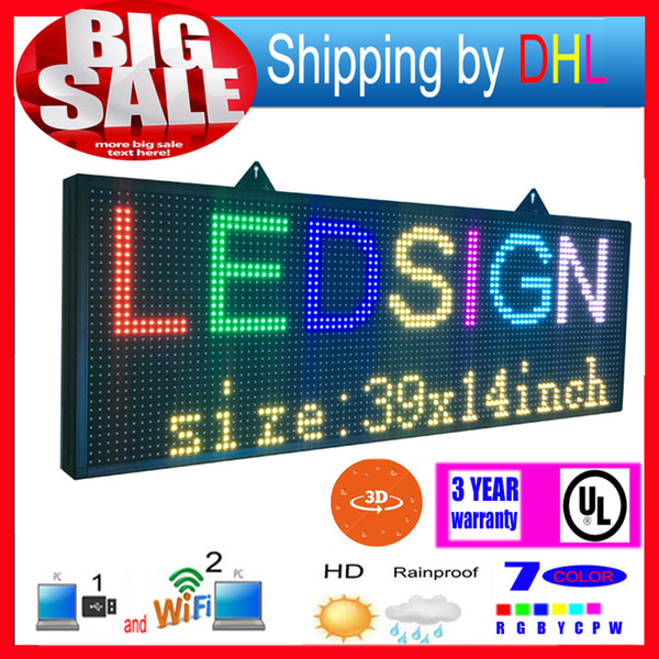 Wifi wireless control led rolling display P13RGB outdoor 7-color 3D effects led signs 39x14inch programmable display panel