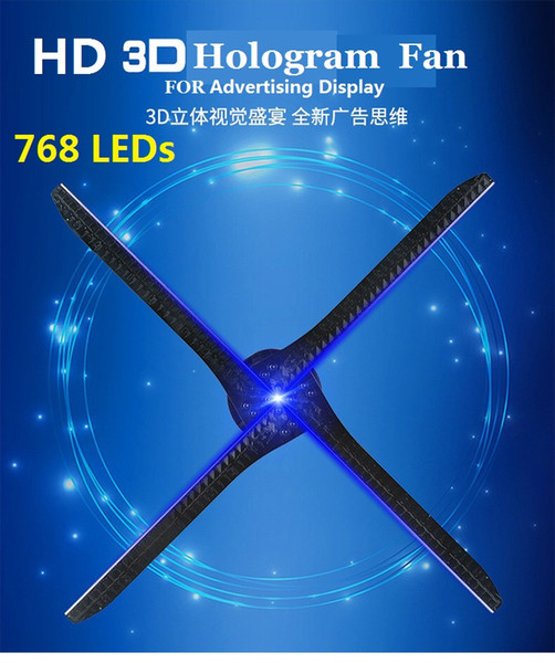 OEM manufacturing 2019 quality HD Wifi 768 LED hologram Projector 3D Hologram Advertising display machine Fan with 65cm 4 Blades