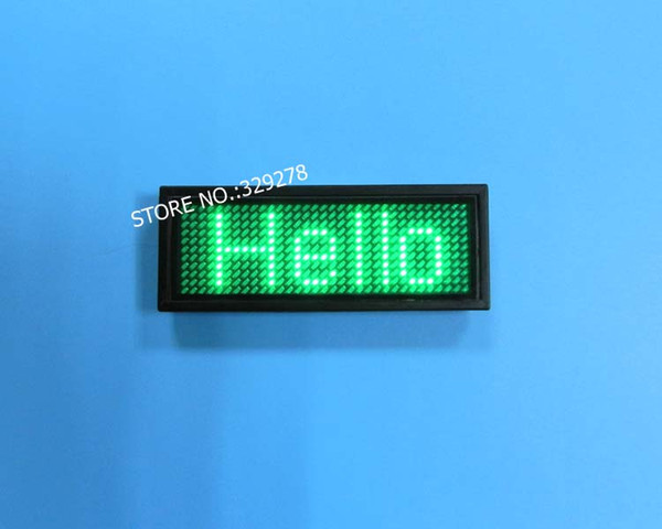 USB Rechargeable/ Edit By PC/ Message Advertising Green LED Name Scrolling Sign Text Panels Badge LED business card