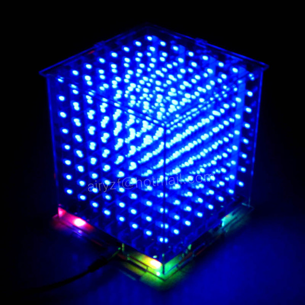 Wholesale-DIY 3D 8S LED mini light cube With the most perfect animation Effects /3D CUBE 8 8x8x8 Kits/Junior,3D LED Display,Christmas Gift