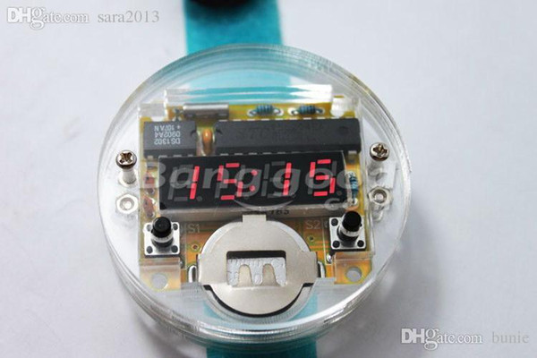 Wholesale-Factory Wholesale Free Shipping DIY LED Digital Watch Electronic Clock Kit With Transparent Cover