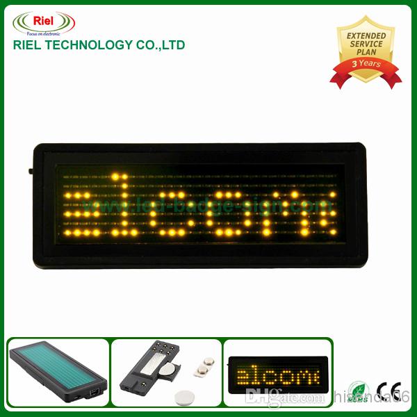 Nightclub/KTV/Bar LED Name Badge,Supports Text Input,English EU Language,Yellow,7 x 29 Pix,Free shipping 10Pcs/lot