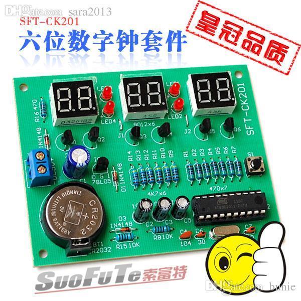 Wholesale-New High Quality DIY Kit Module 9V-12V AT89C2051 6 Digital LED Electronic Clock Parts Components Free Shipping