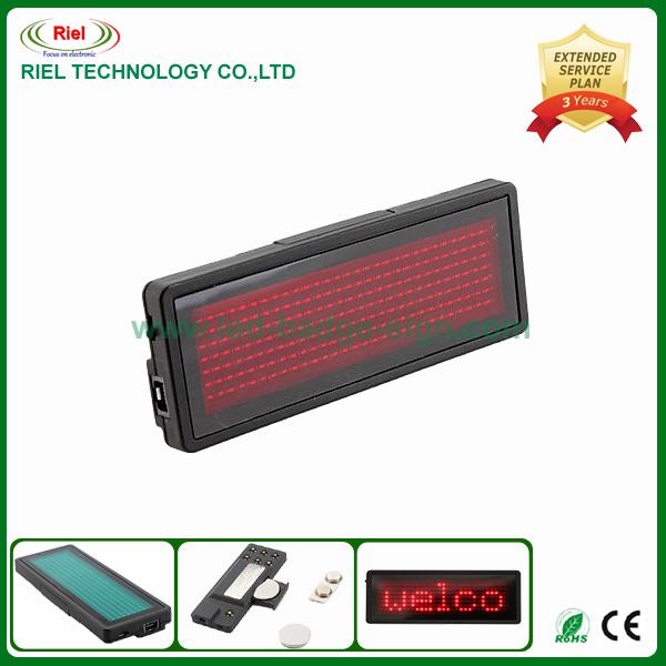 LED Name Badge LED Tag Mini board Red color 80*30*5mm pixel 7*29 taking on the upper clothes, t-shirts 10PCS/LOT Free Shipping