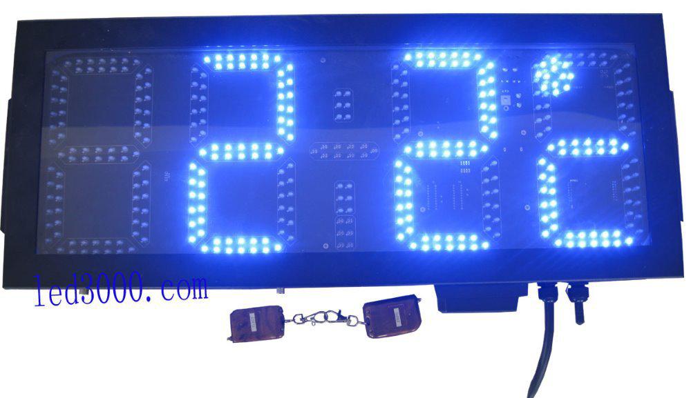 large size outdoor waterproof 8inch 4digits blue color time and temperature clock(HOT4-8B)free shipping