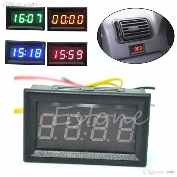 Wholesale-J34 Hot Sale Motorcycle Accessory Car 12V/24V Dashboard LED Display Digital Clock