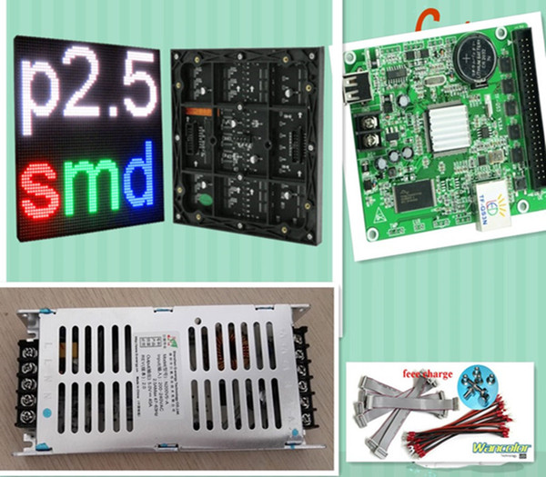 free shipping DIY indoor LED video display 10 pcs P2.5 indoor Full Color Led Module (160*160mm)+ RGB led controller+power supply