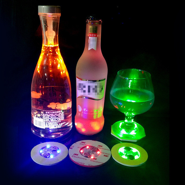 LED Flashing Light Bulb Bottle Cup Mat Coaster For Xmas Halloween Club Bar Party Gift 3M Sticker Cup Mug Coaster DHL Free