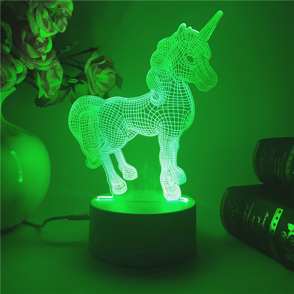 3D Unicorn Smart Home Animal 3d Night Light LED Remote Control Touch Colorful Visual Light Visual Lights kid toys