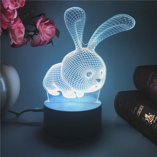 Rabbit 3D led Smart Home room light 3d Night Light LED Remote Control Touch Colorful Visual Light Visual Lights kid toys