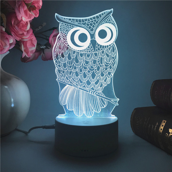 3D Owl Animal Smart Home Colorful Led 3d Night Light LED Remote Control Colorful Visual Lights