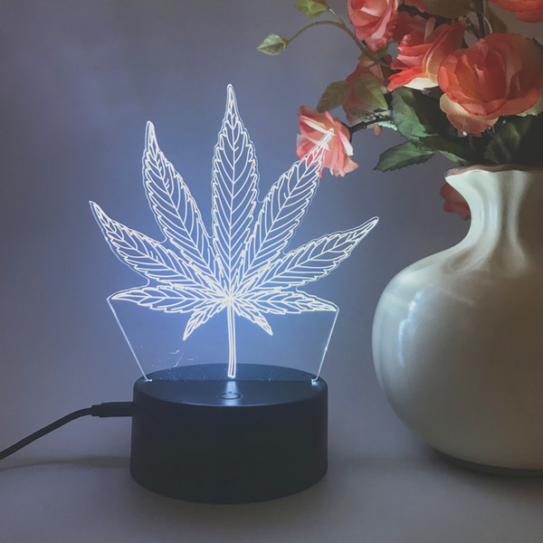 3D plant Leaf Smart Home Colorful Led 3d Night Light LED Remote Control Colorful Visual Lights