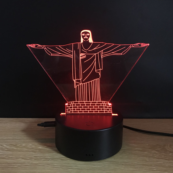 God 3D Jesus Christ Smart Home Colorful Led 3d Night Light LED Remote Control Touch Colorful Visual Light Visual Lights kid toys