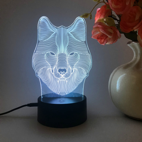 3D Wolf Smart Home Colorful Led Animal 3d Night Light LED Remote Control Colorful Visual Light Visual Lights