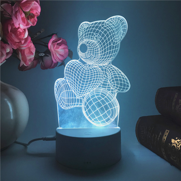 3D Animal Little Bear Smart Home Colorful Led 3d Night Light LED Remote Control Colorful Visual Light Visual Lights