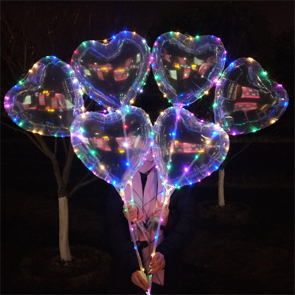 Love Heart Shape flash Balloons LED Lights spark Lighting Bobo Ball Glittering Balloon Flashing air Balloons christmas decoration