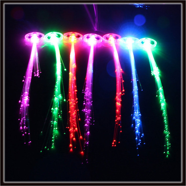 2018 LED Headwear Braid Flash Braid Luminous Hairpin Headdress Masquerade Festival Props Light Fiber Optic Hair Pigtail Christmas Gift toy