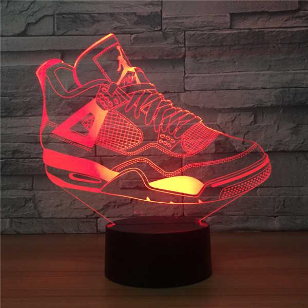 High Quality Free Shipping DC 5V USB Powered AA Battery Sports Shoes 3D Optical Illusion Lamp 3D Night Light 3D lamp