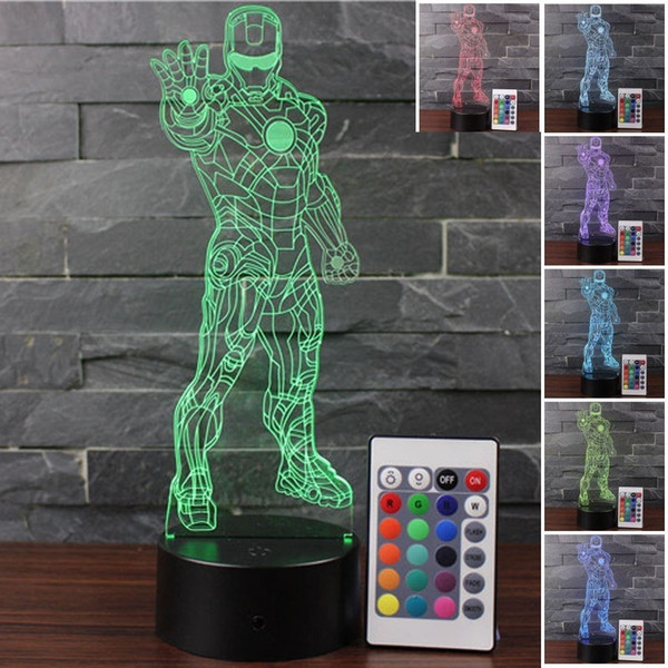 Smart Home Iron Man 3d Night Light LED Remote Control Touch Colorful Visual Light Visual Lights