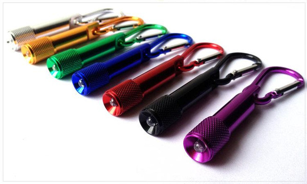 Colorful mini LED Flashlight Aluminum Alloy Torch Flashlights with Carabiner Ring Keyrings Key Chain gifts for kids