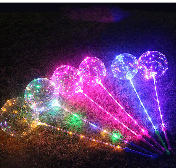 LED Luminous LED Bobo Balloon Flashing Light Up Transparent Balloons 3M String Lights with Hand Grip For Xmas Party Wedding Decorations 2019