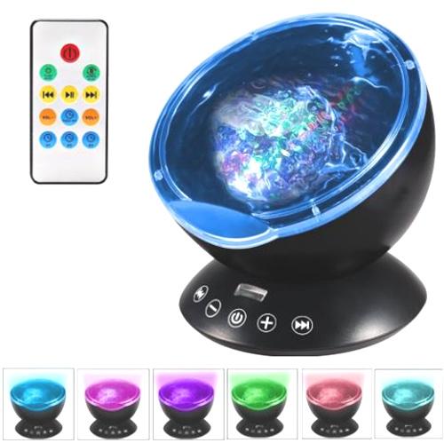 7Colors LED Night Light Starry Sky Remote Control Ocean Wave Projector with Mini Music Novelty baby lamp led night lamp for kids